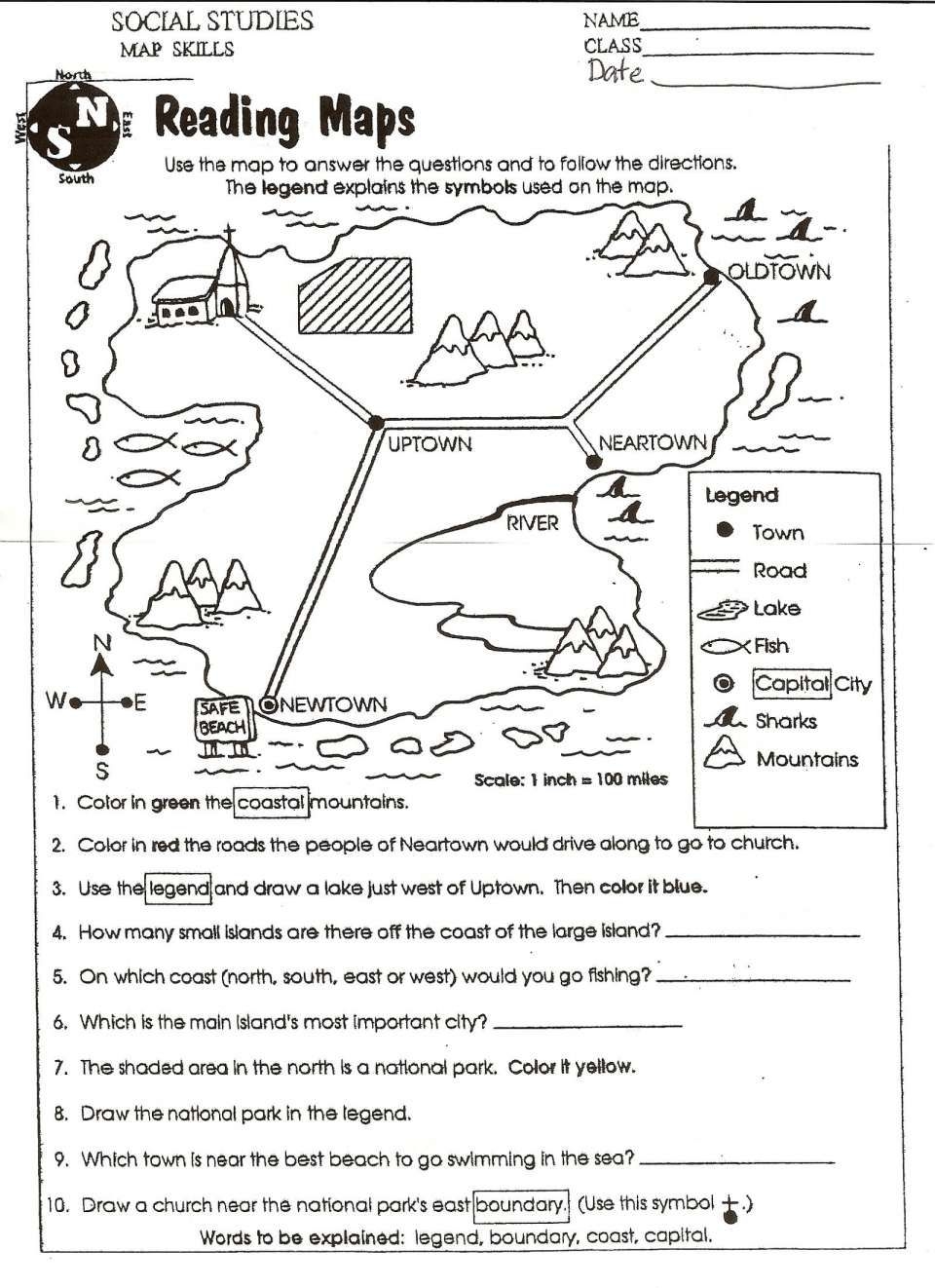 11 Reading A Map Key Worksheet Social Studies Worksheets Map 