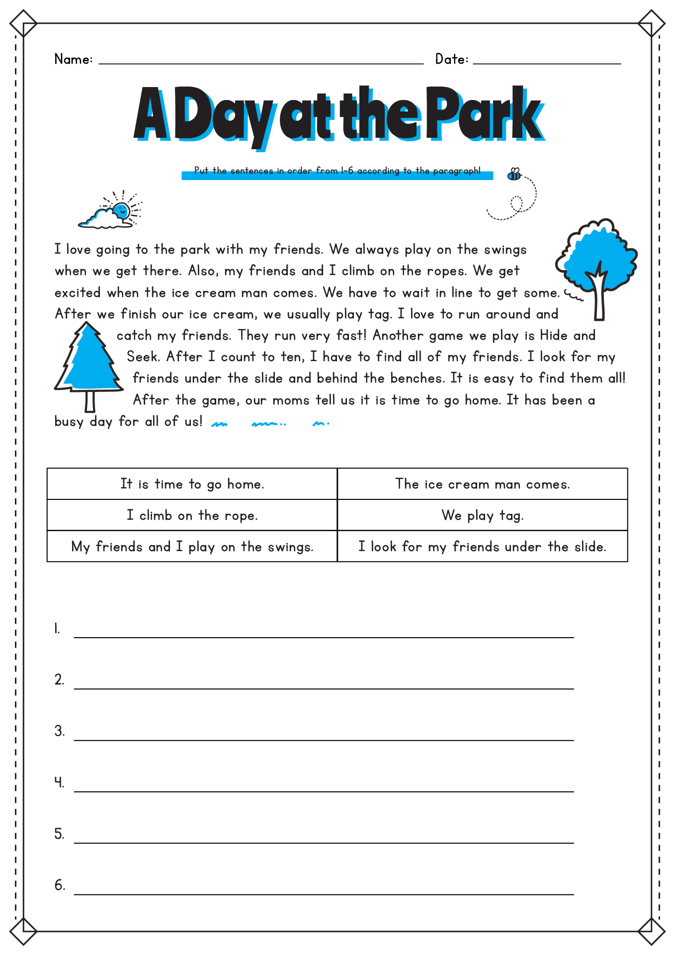 Free Printable Reading Sequencing Worksheets