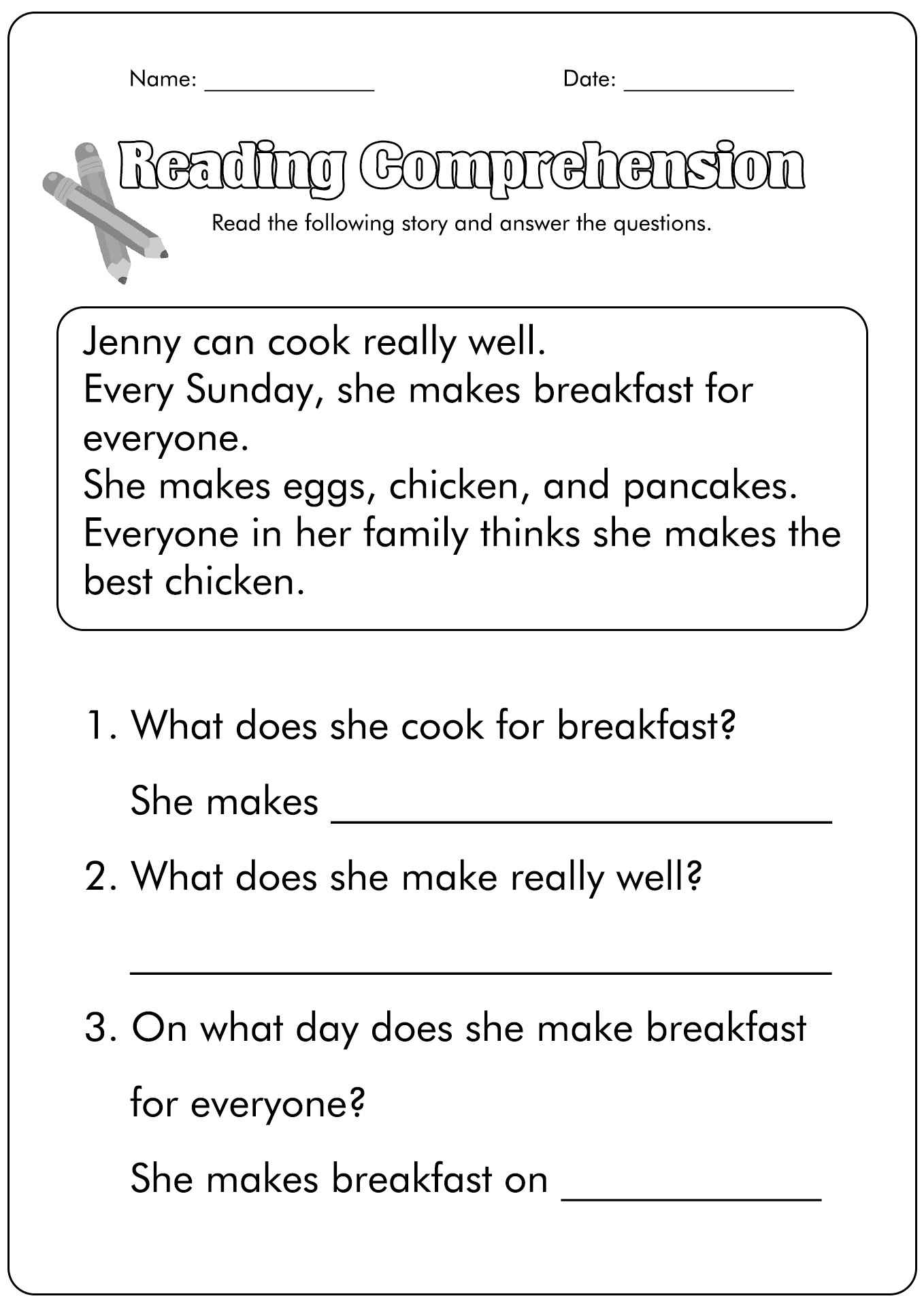 Free Printable Easy Reading Comprehension Worksheets
