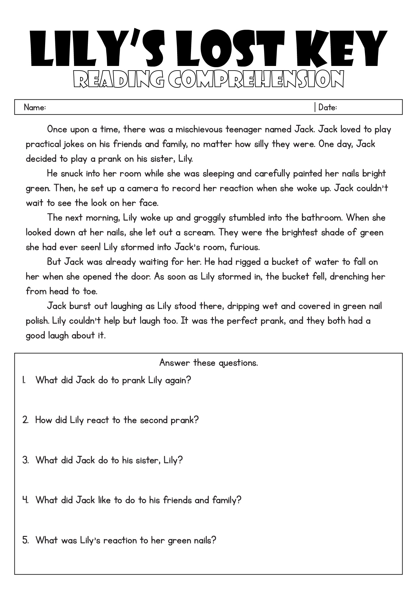 Reading Comprehension Worksheets 9th Grade