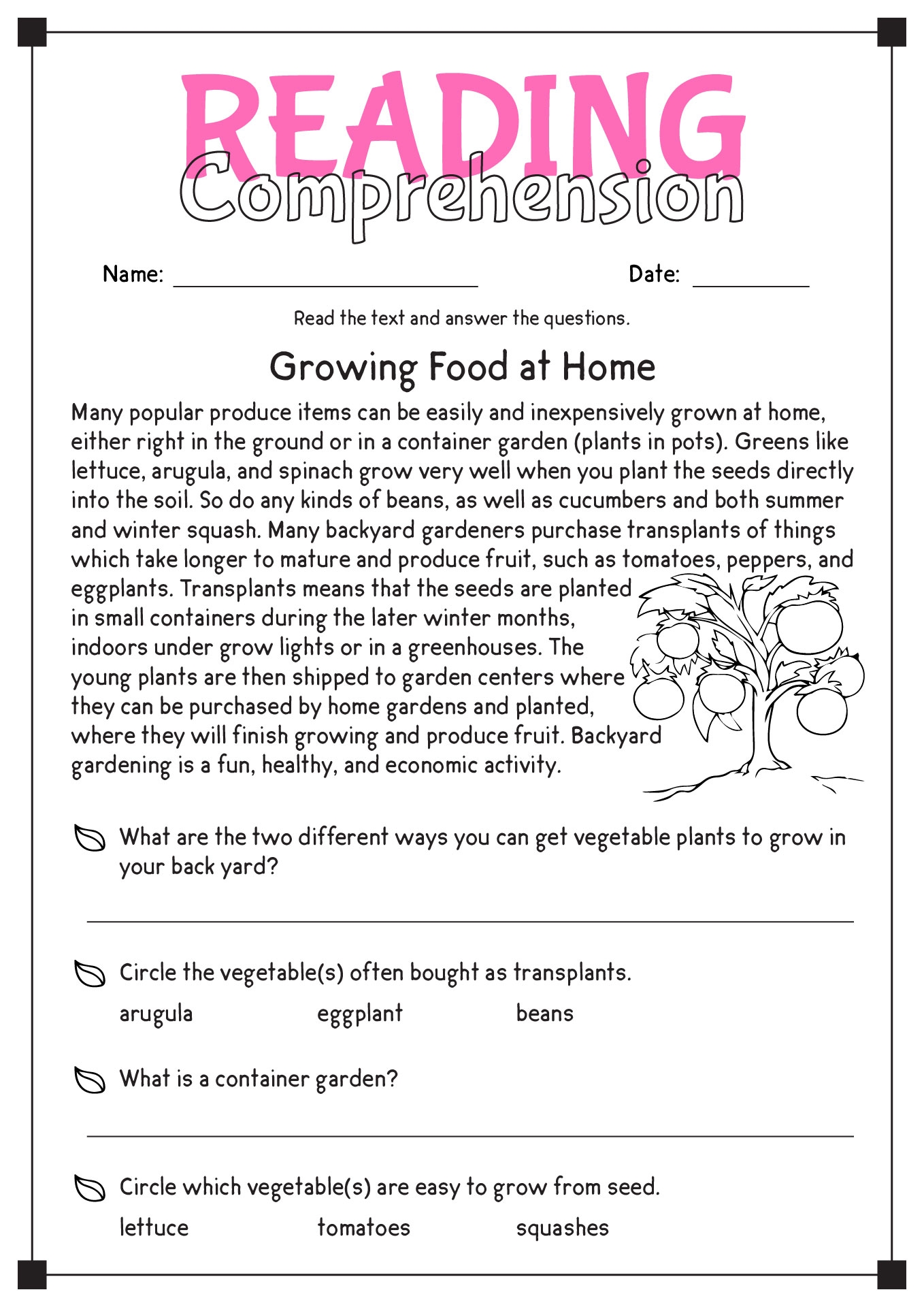 Reading Comprehension Worksheets Free Pdf
