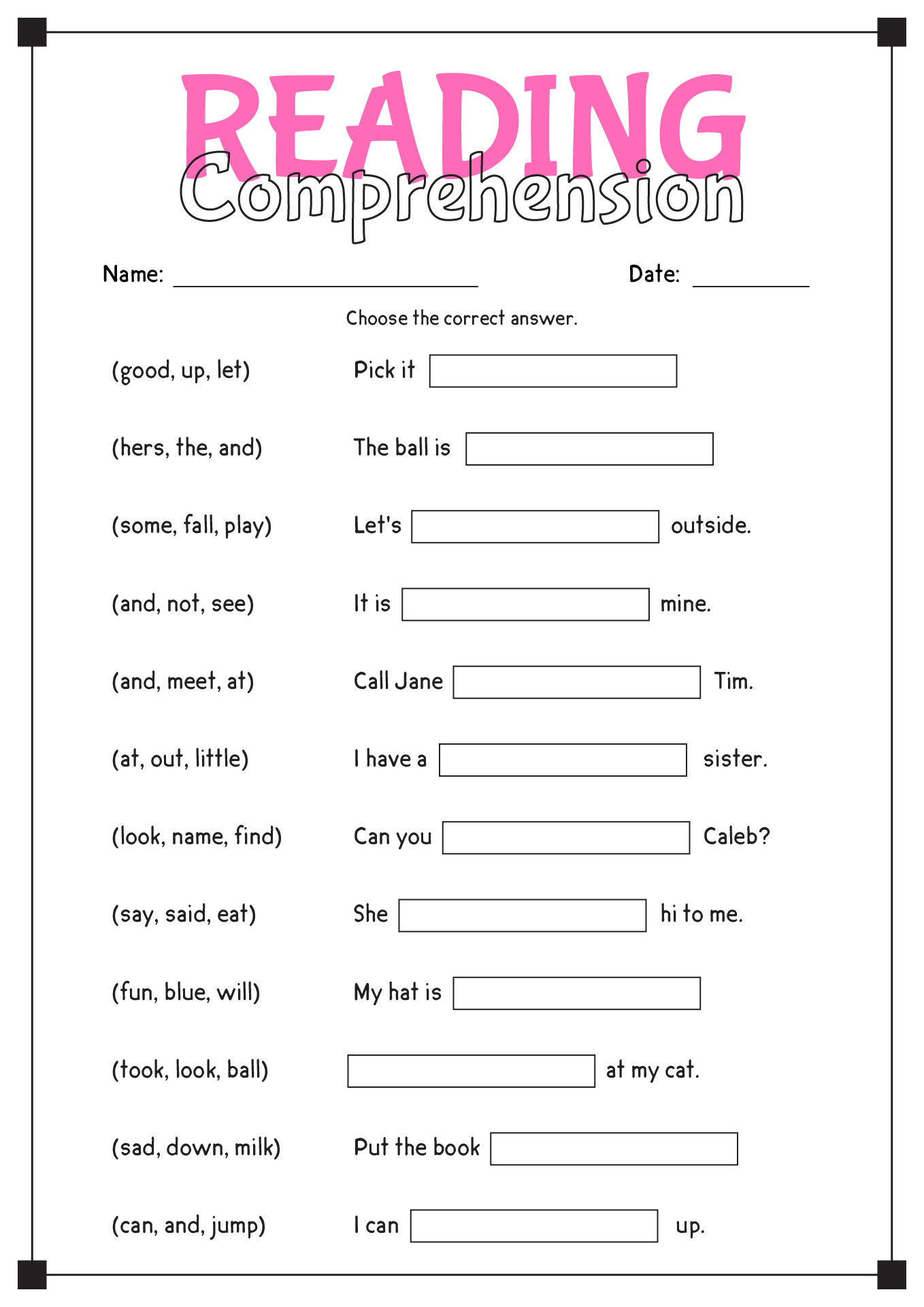 Free Printable Reading Worksheets For Freshman
