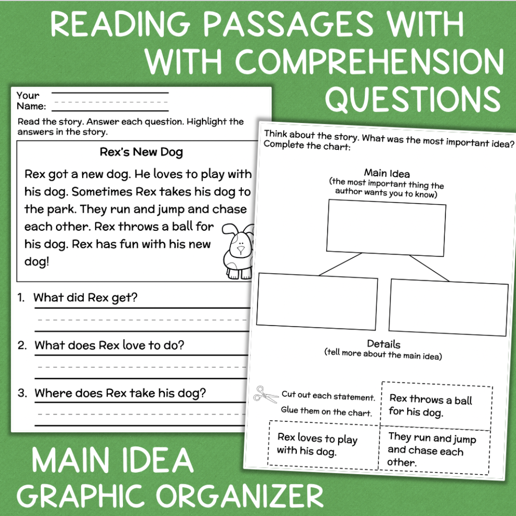 1st Grade Main Idea Worksheets Reading Passages Made By Teachers