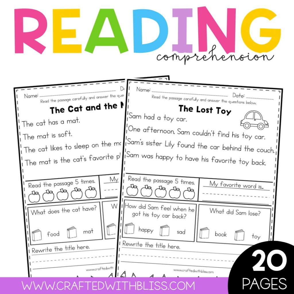 20 FREE Kindergarten Reading Comprehension Printable Free Worksheets Library