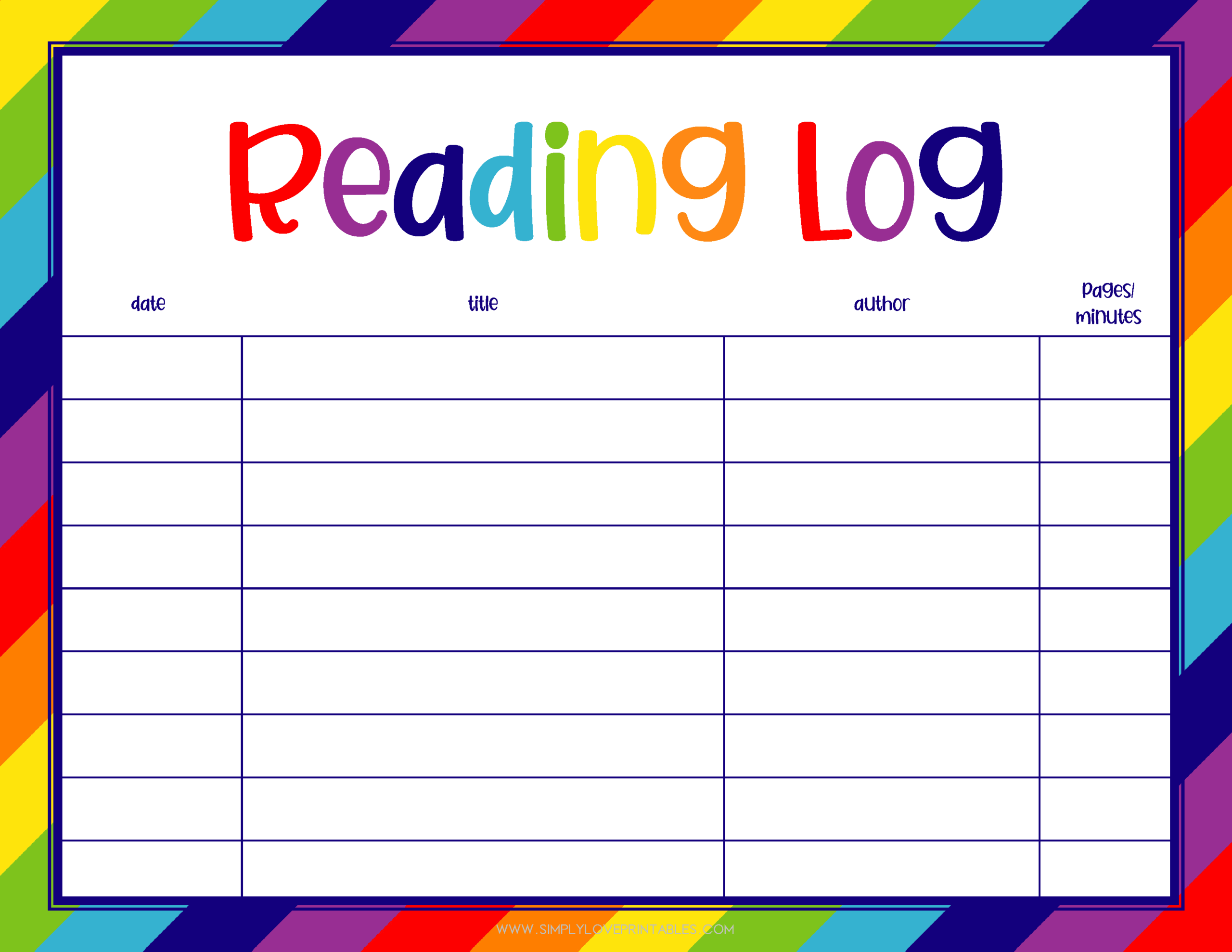 Printable Reading Logs For Preschool