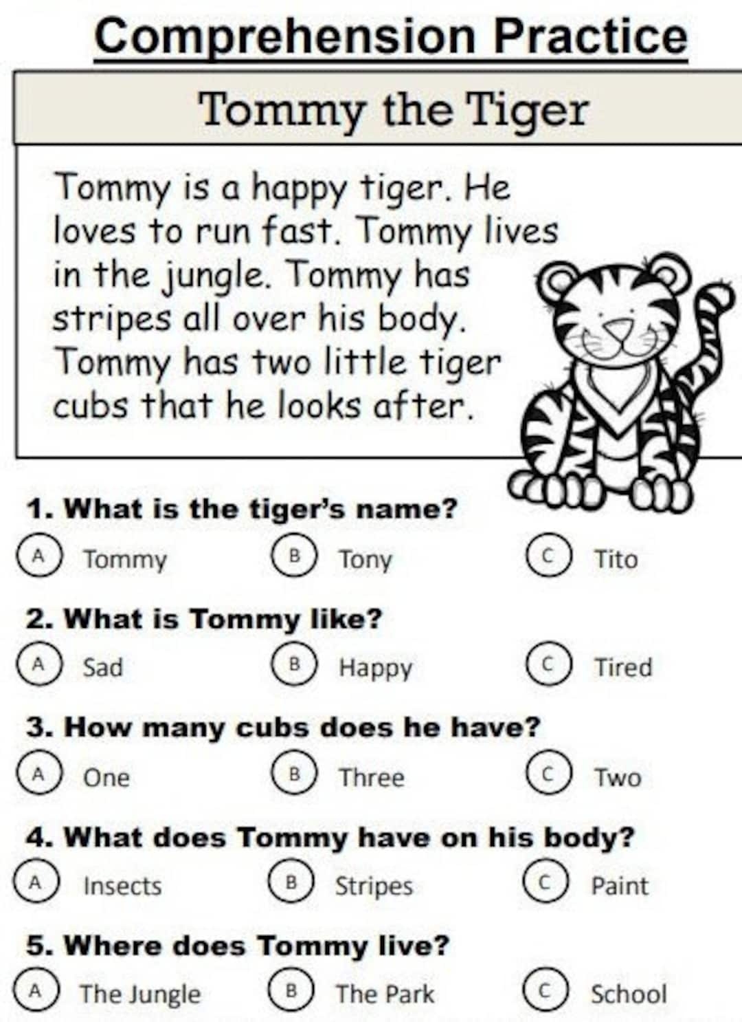 20 Reading Comprehension Stories Multiple Choice Etsy Canada