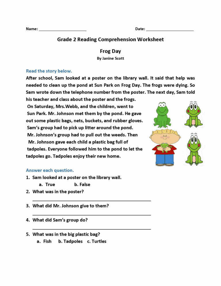 2nd Grade Reading Comprehension Worksheets Worksheets Library