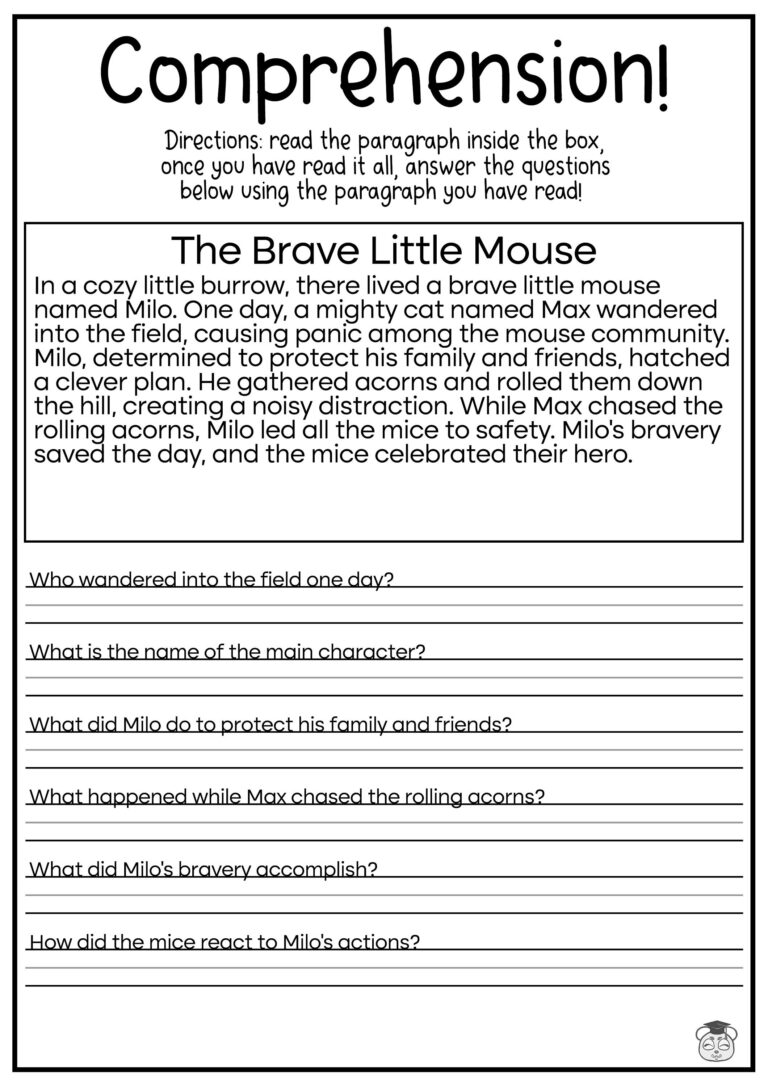 5 Printable Reading Comprehension English Worksheets ages 4 7