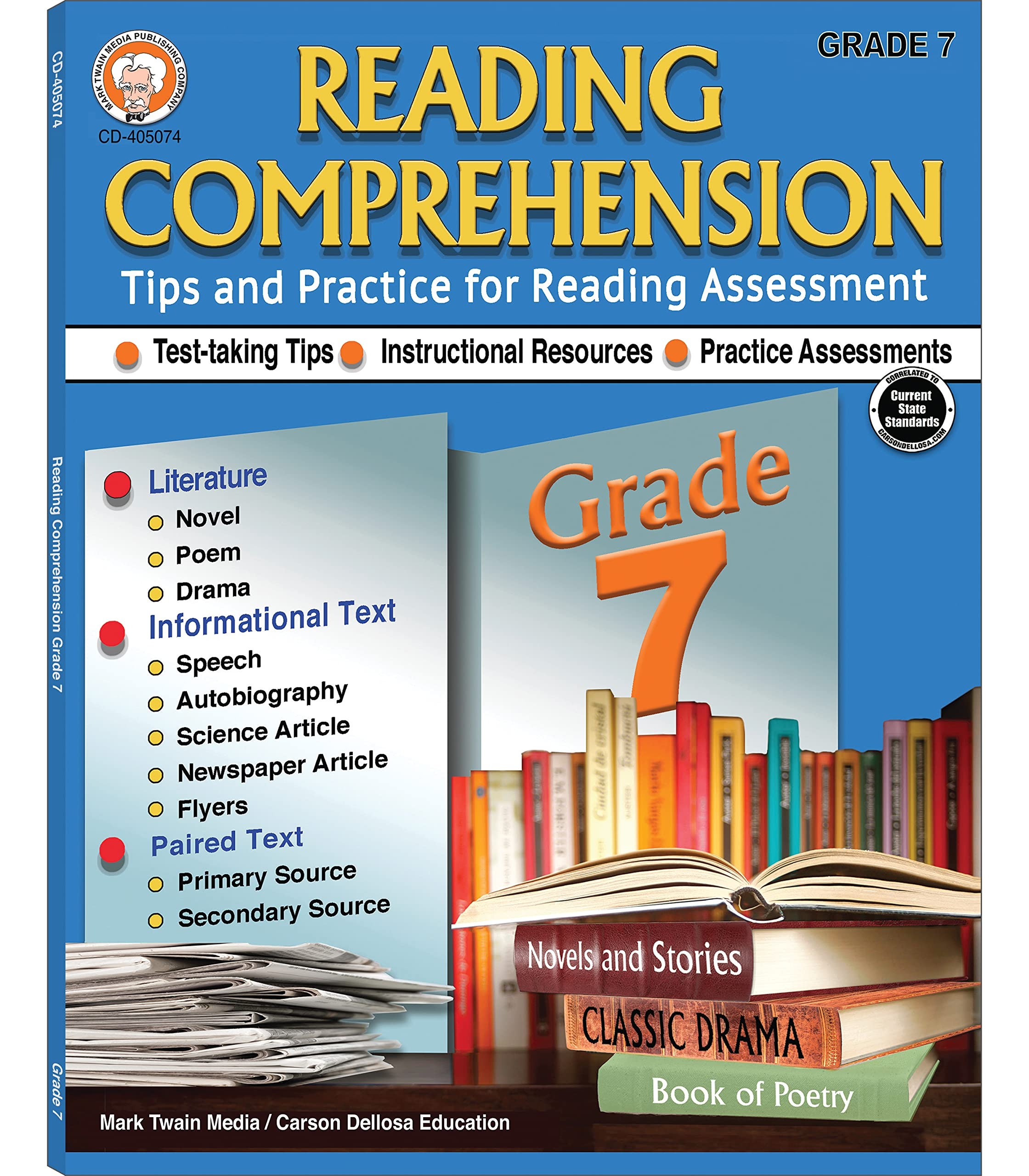 Amazon Mark Twain 7th Grade Reading Comprehension Workbook Novels Poems Autobiographies Paired Text And More Literary Tips And Test Prep For Assessments Classroom Or Homeschool Curriculum 9781622238668 Cameron Schyrlet Myers Suzanne 