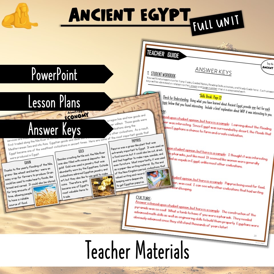 Ancient Egypt Reading Comprehension Worksheets