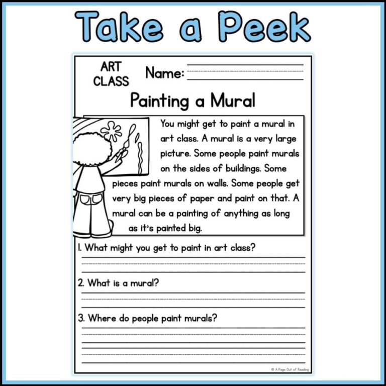 Art Class Reading Comprehension Passages And Questions Back To