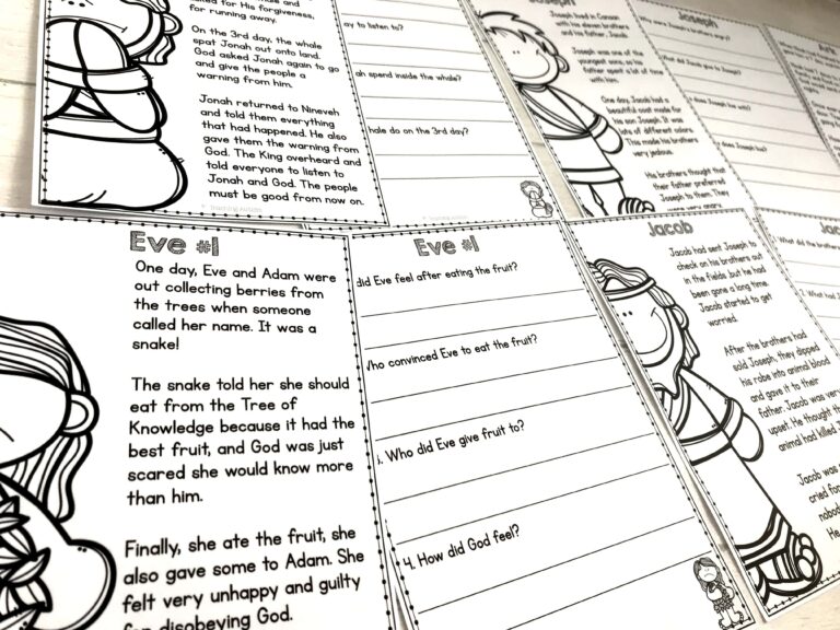 Bible Stories Reading Comprehension Passages And Questions
