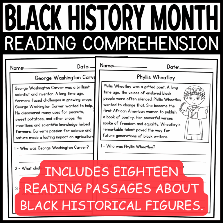 Black Historical Figures Reading Comprehension Passages Black History Month