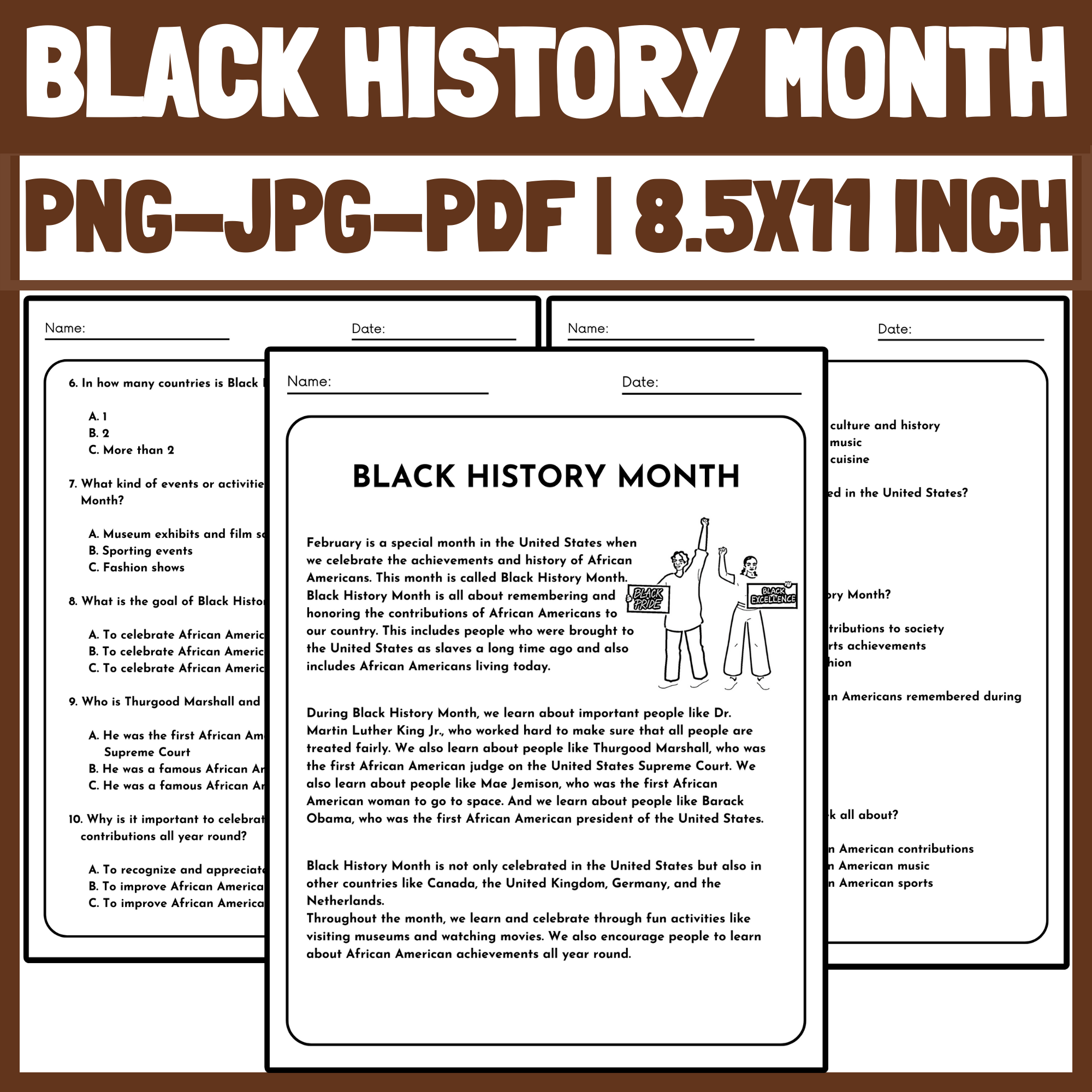 Black History Month Activities Article And Reading Comprehension Questions 