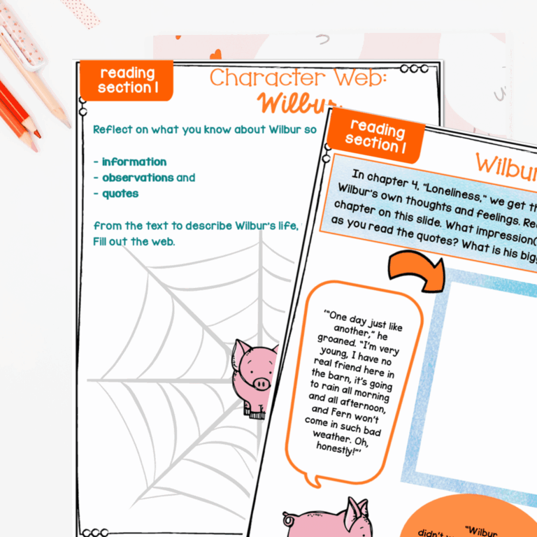 Charlotte s Web Novel Study Reading Comprehension