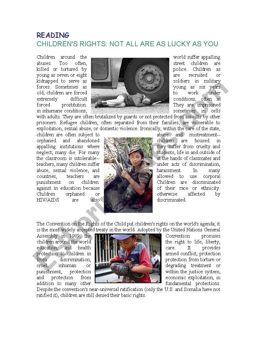 Children's Reading Comprehension Worksheets
