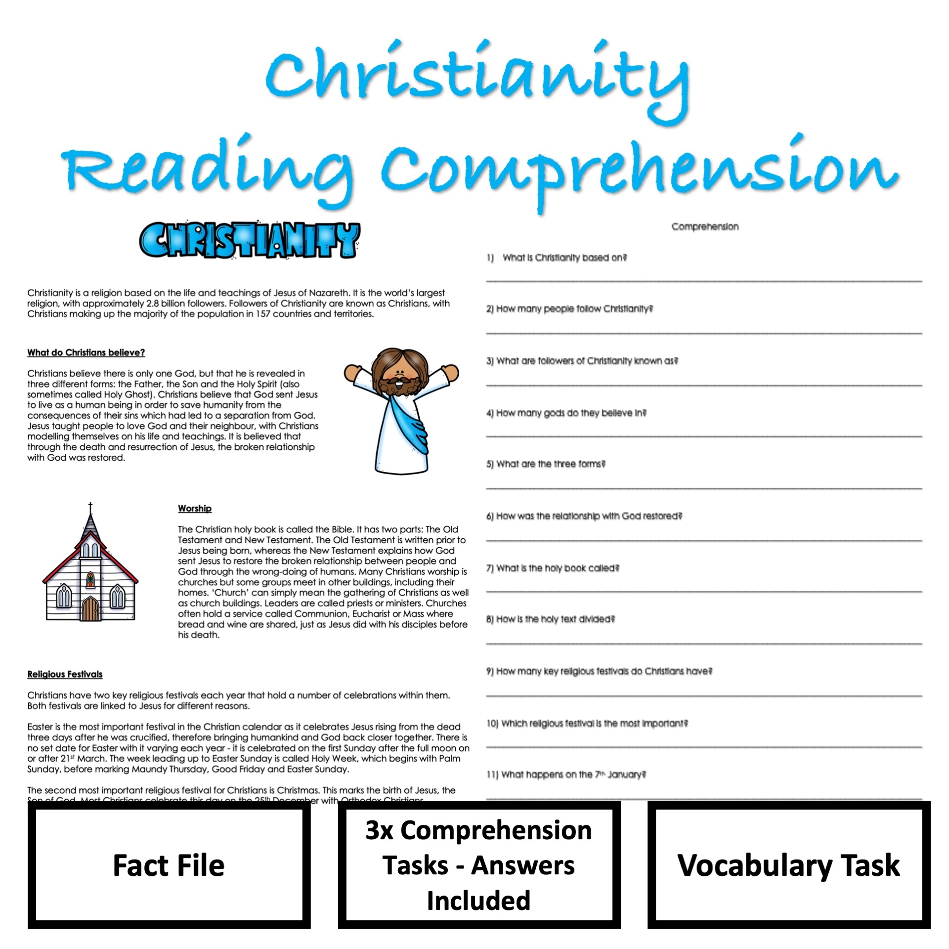 Christianity Reading Comprehension Teaching Resources