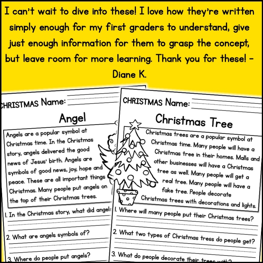 Christmas Reading And Comprehension Worksheets