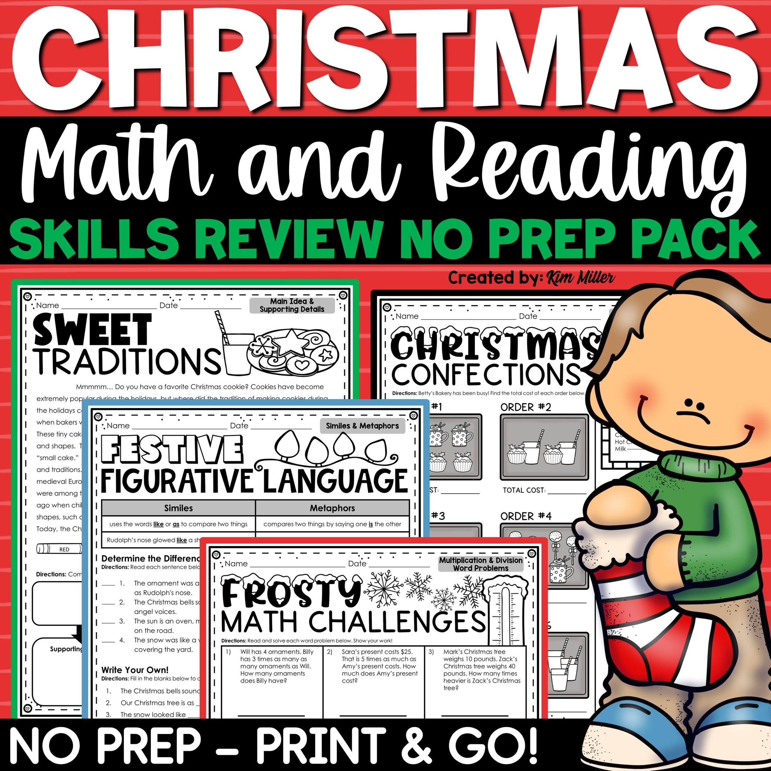 Christmas Math Worksheets Christmas Reading Comprehension Passages Activities A Love Of Teaching Kim Miller