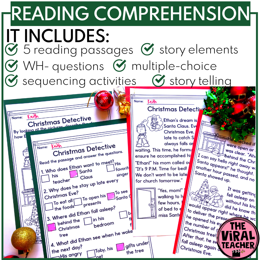 Free Christmas Reading Comprehension Worksheets