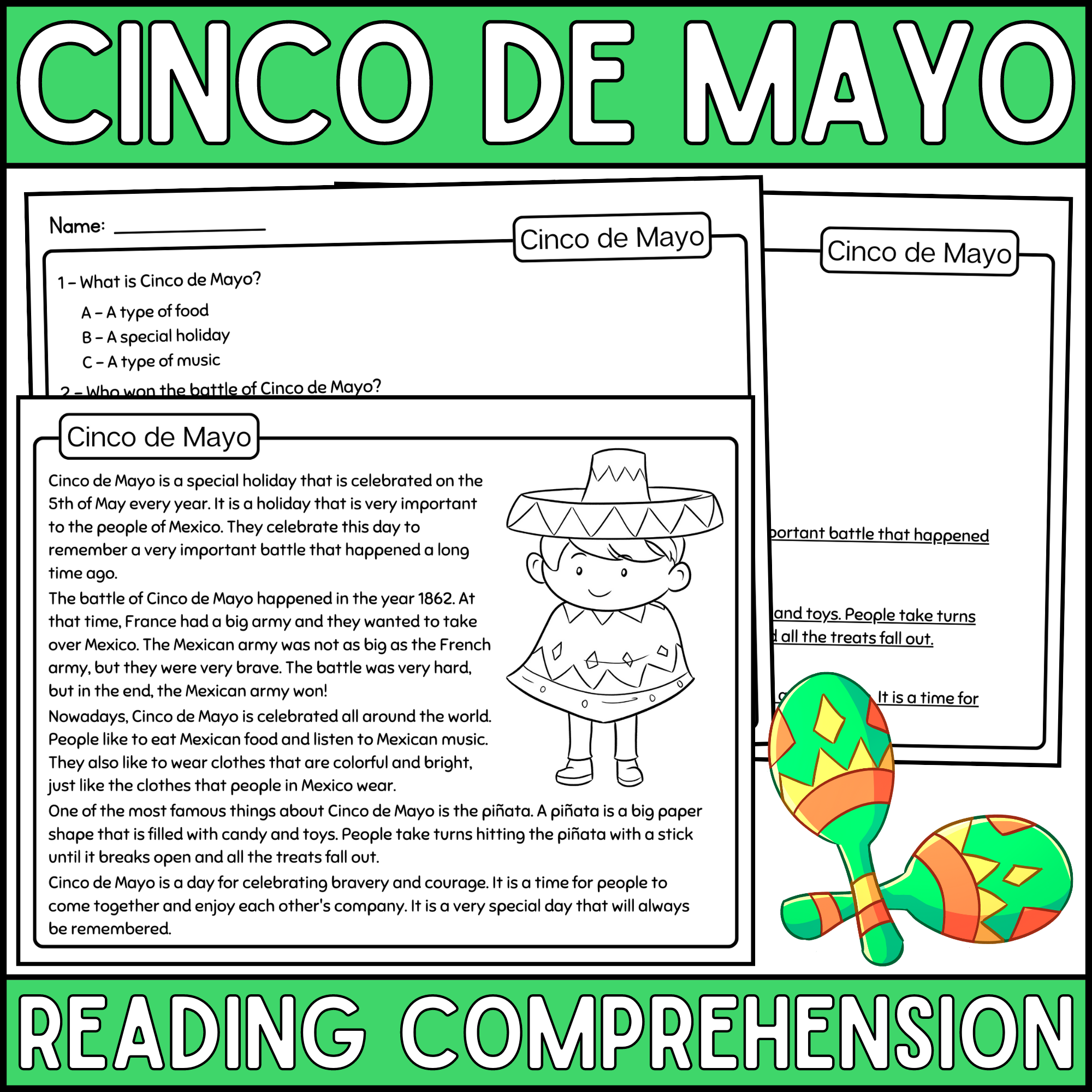 Cinco De Mayo Reading Comprehension Passage Cinco De Mayo Reading Passage