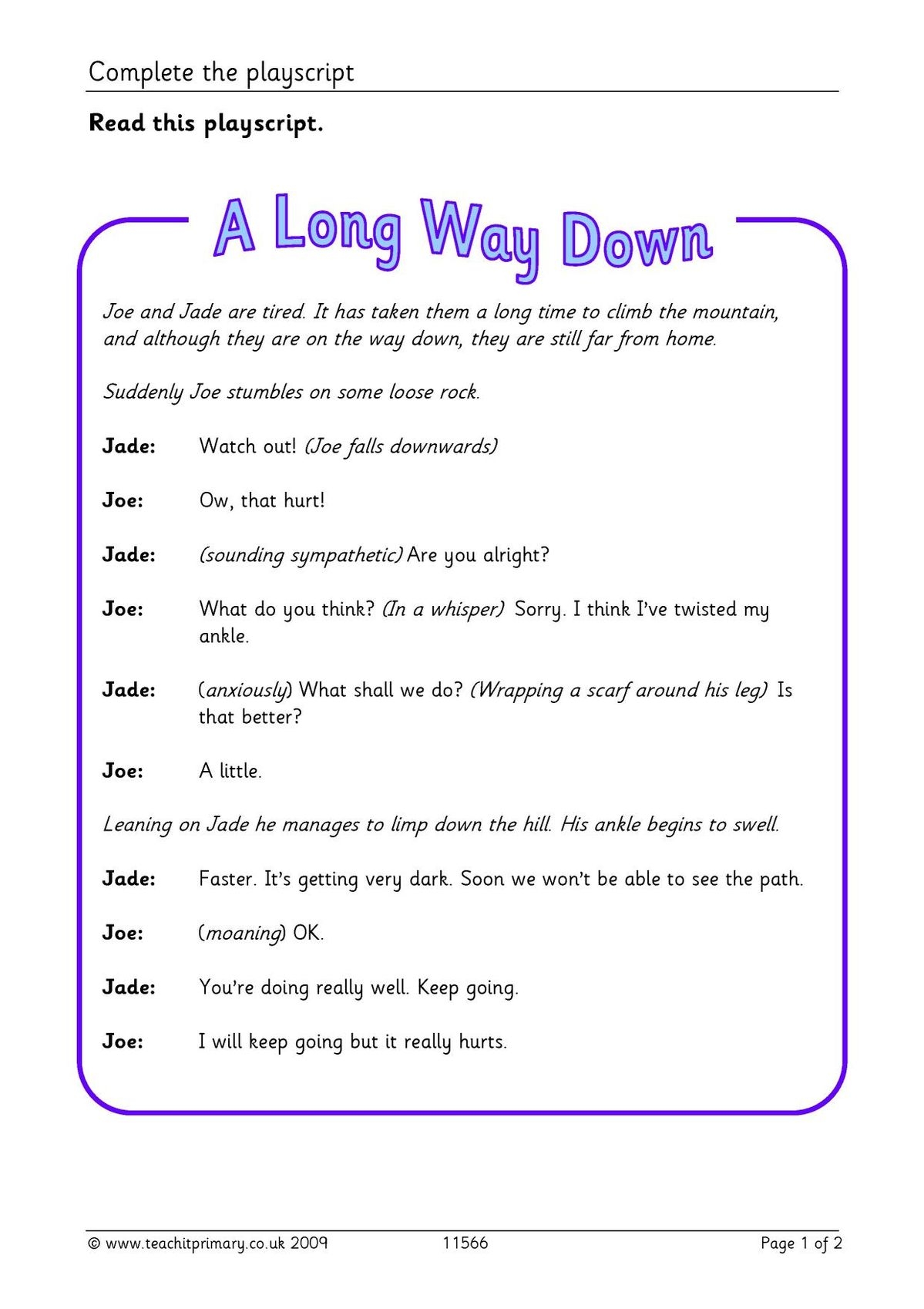 Complete The Playscript