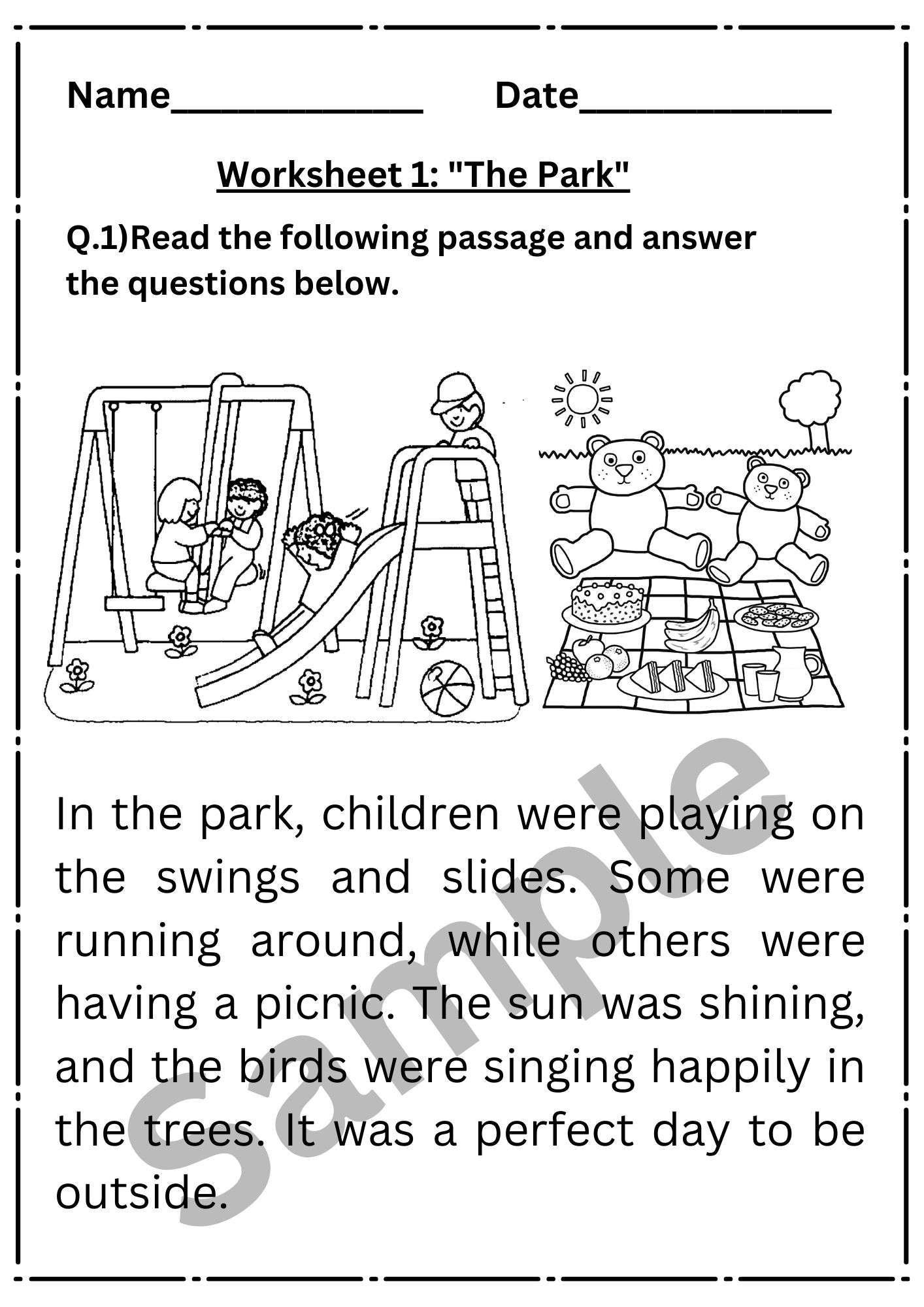 Reading Comprehension Preschool Worksheets