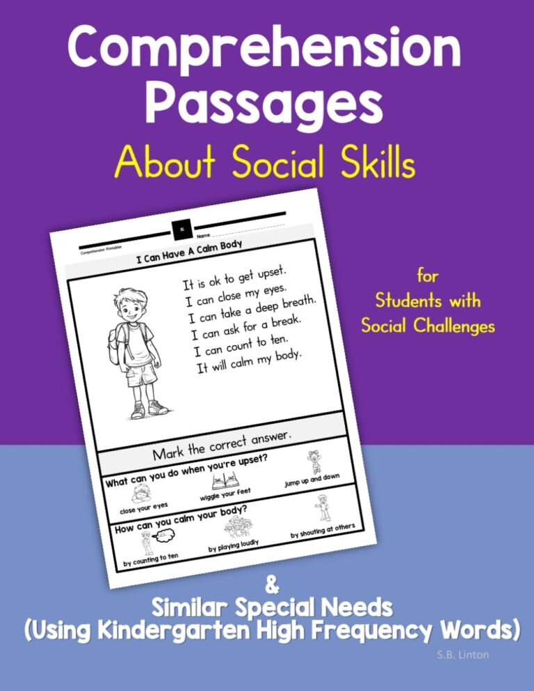Comprehension Passages About Social Skills For Students With Social Challenges U0026 Similar Special Needs Using Kindergarten High Frequency Words Book