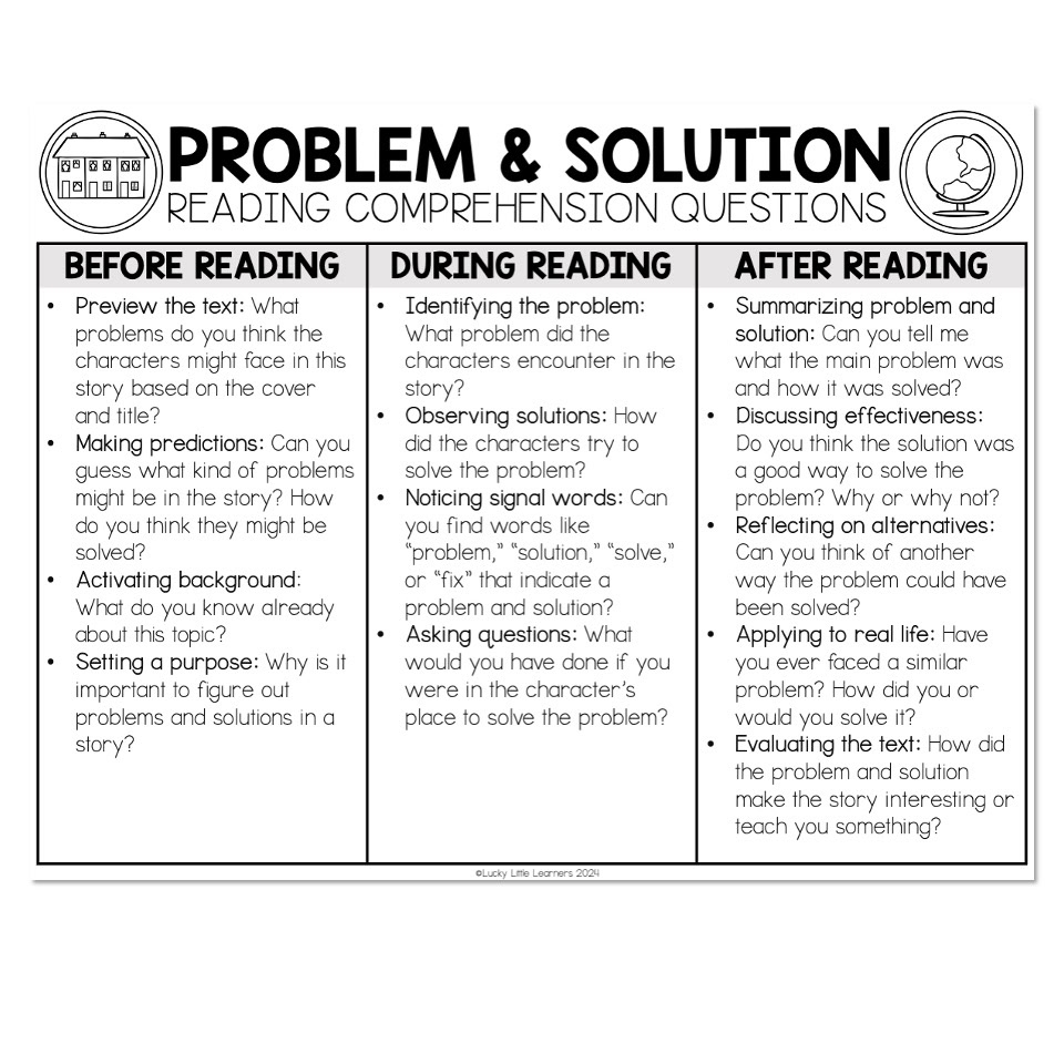 Comprehension Questions Problem And Solution Text Structure Lucky Little Learners