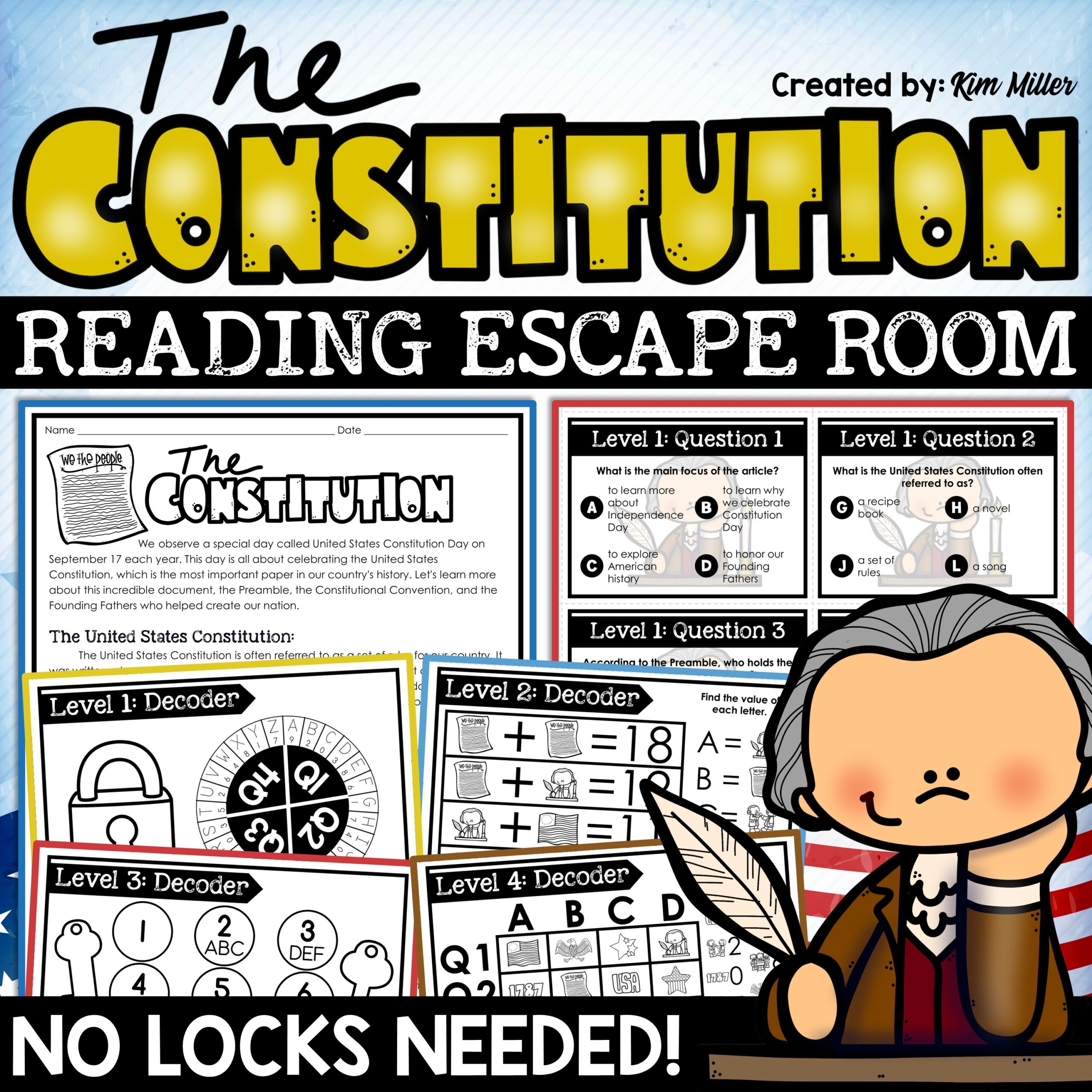 Constitution Day Activity Reading Comprehension Escape Room US Constitution A Love Of Teaching Kim Miller