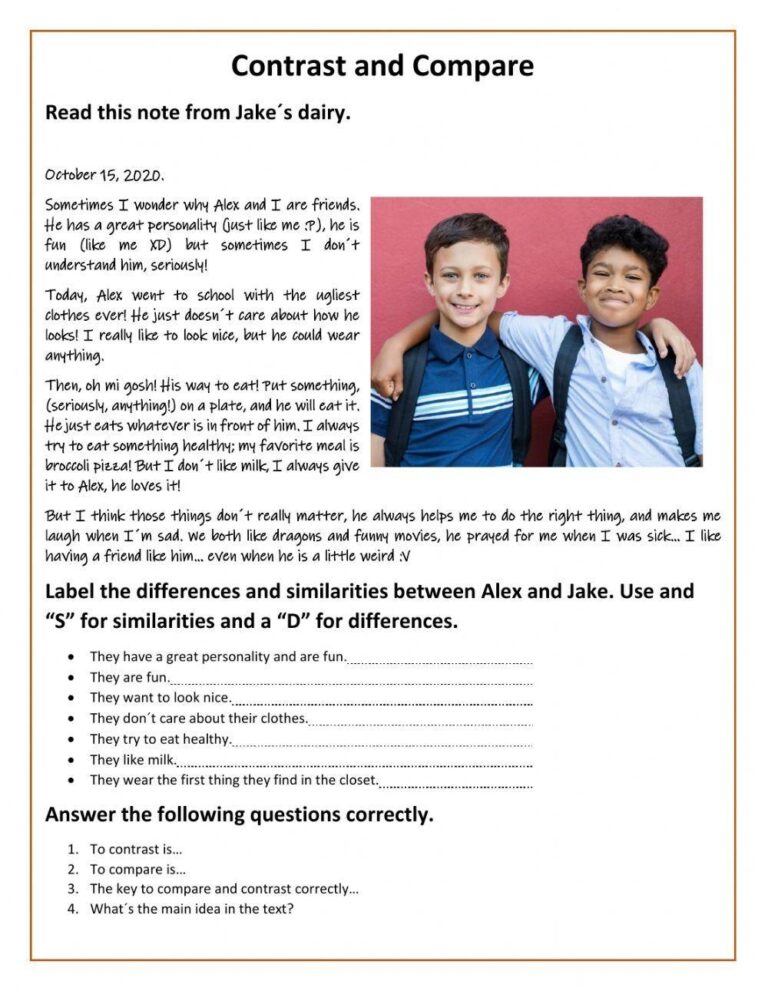Contrast And Compare Worksheet Live Worksheets Worksheets Library