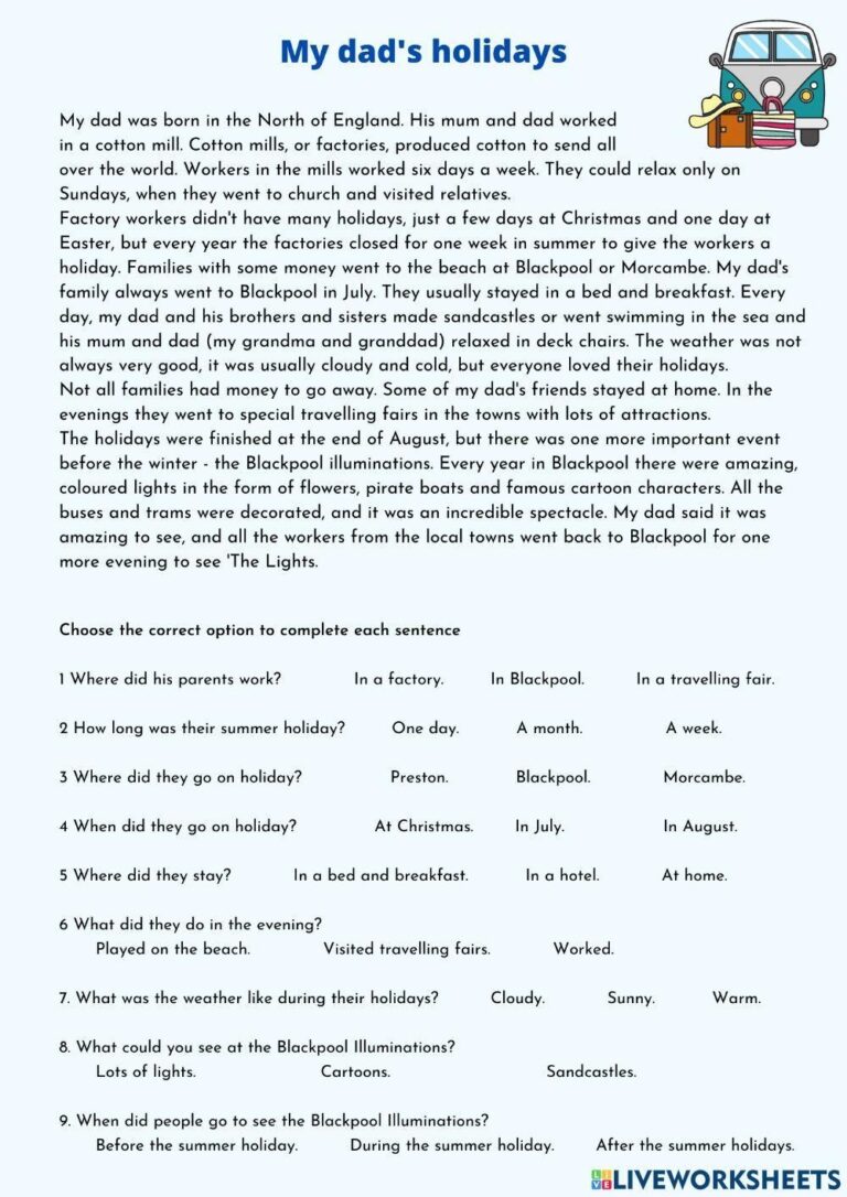 Dads Holidays Worksheet Live Worksheets Worksheets Library