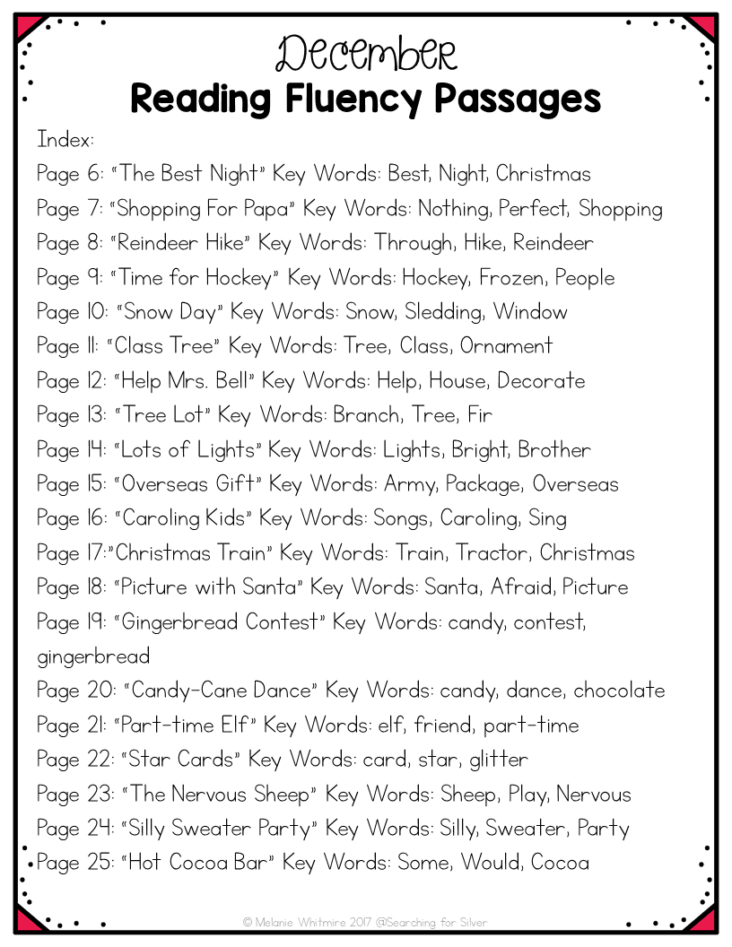 December Reading Comprehension Worksheets
