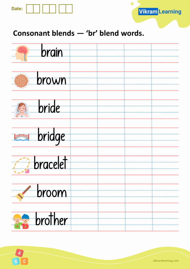 Download Consonant Blends br Blend Words Worksheets Vikramlearning