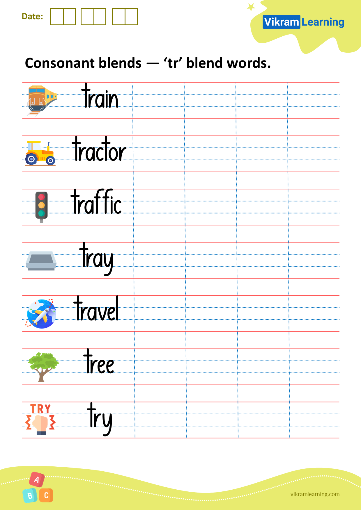 Download Consonant Blends Br Cr Dr Fr Gr Pr Tr Worksheets For Free Vikramlearning