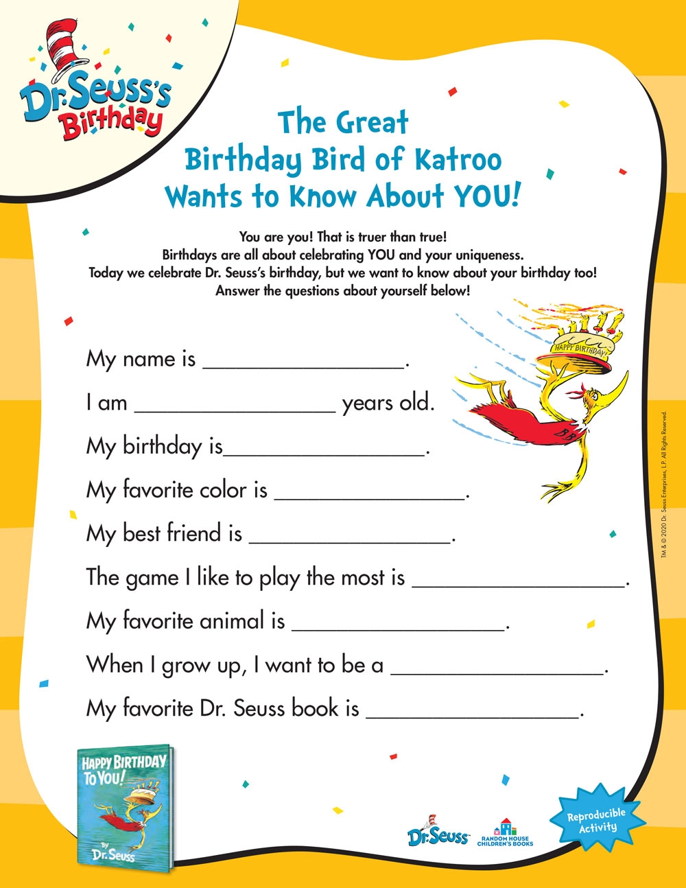 Dr Seuss Reading Comprehension Worksheets