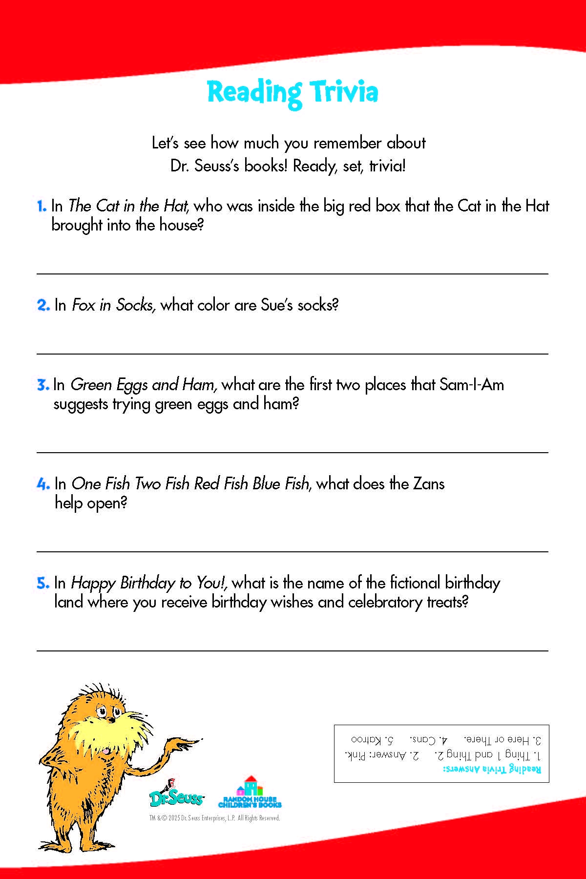 Dr Seuss Printables And Activities Brightly