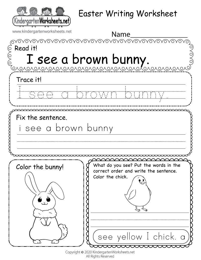 Free Kindergarten Reading And Writing Worksheets