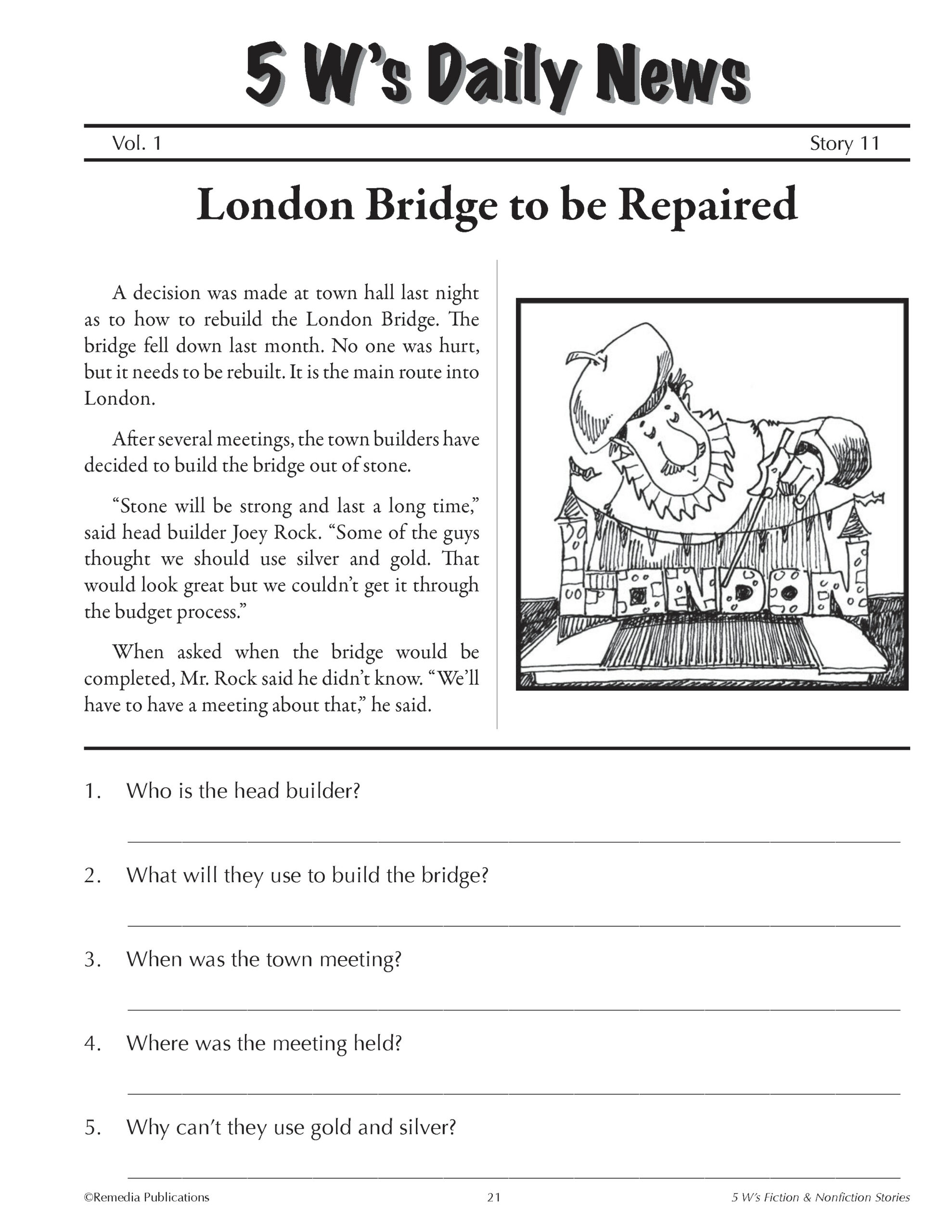 Folktale Reading Comprehension Worksheet Pdf
