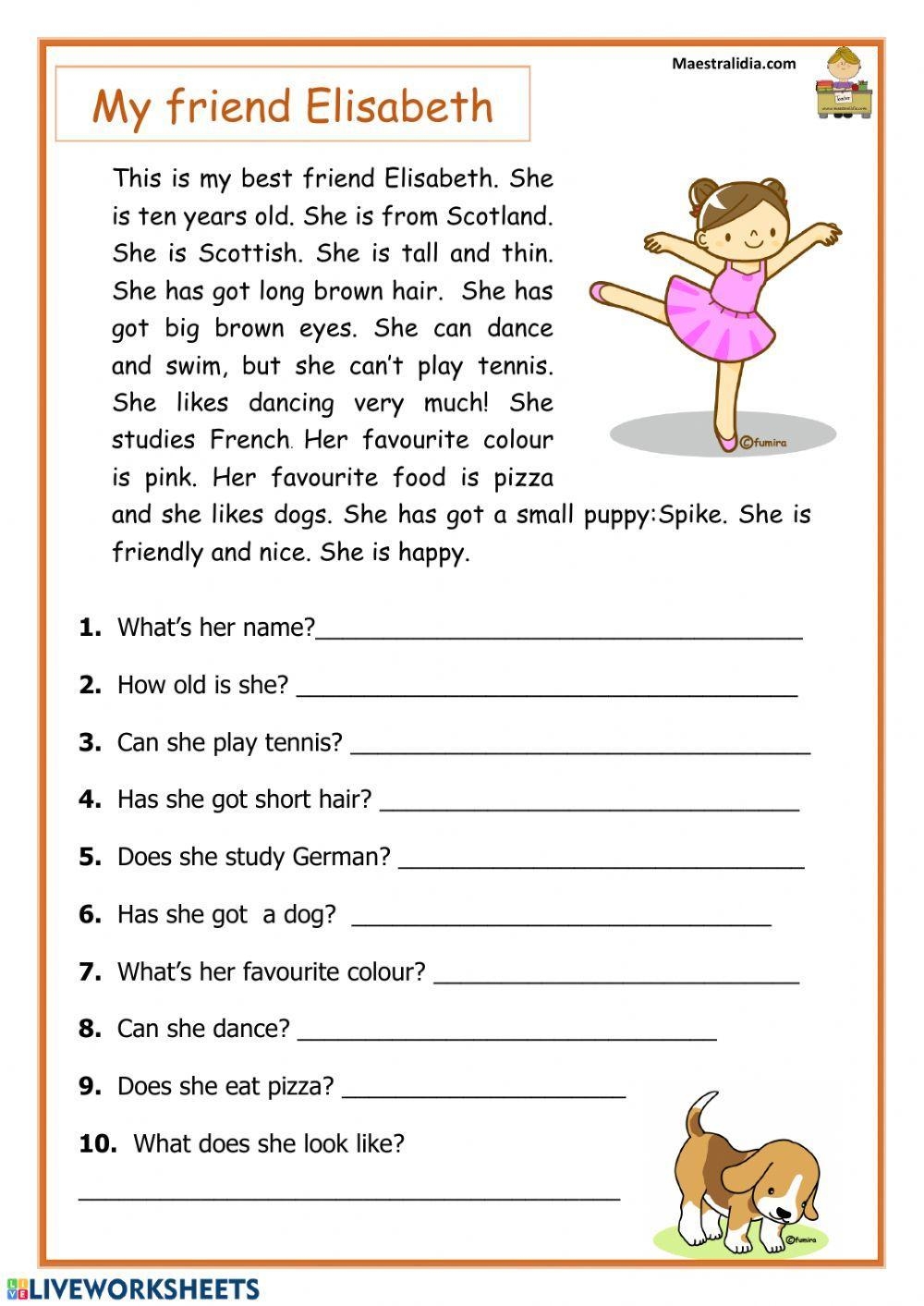 Esl Beginner Reading Comprehension Worksheets