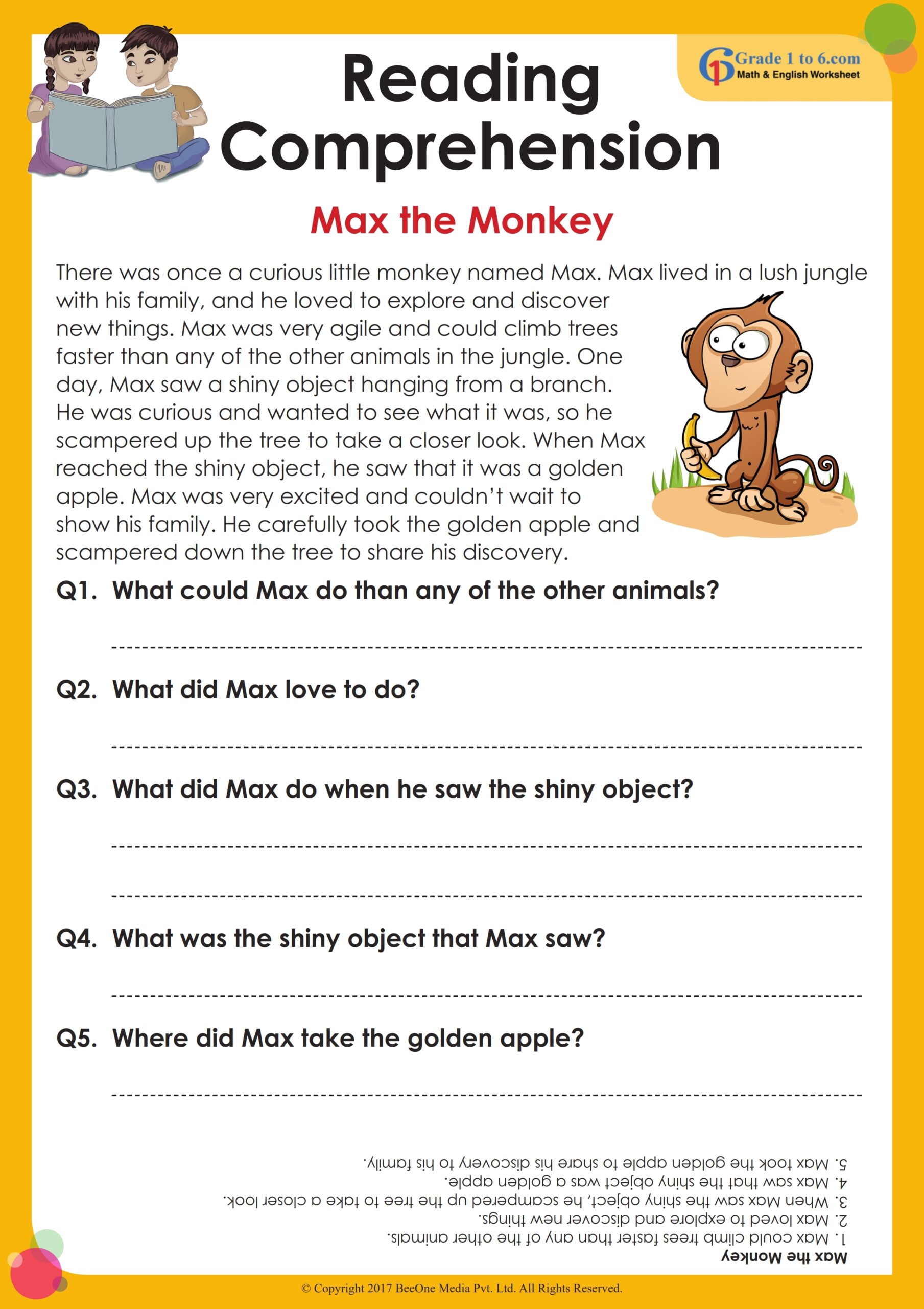 Esl Worksheets Reading Comprehension