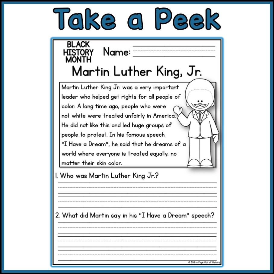Black History Reading Comprehension Worksheets Pdf