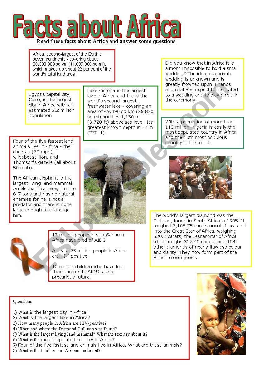 Facts About Africa ESL Worksheet By Athos466