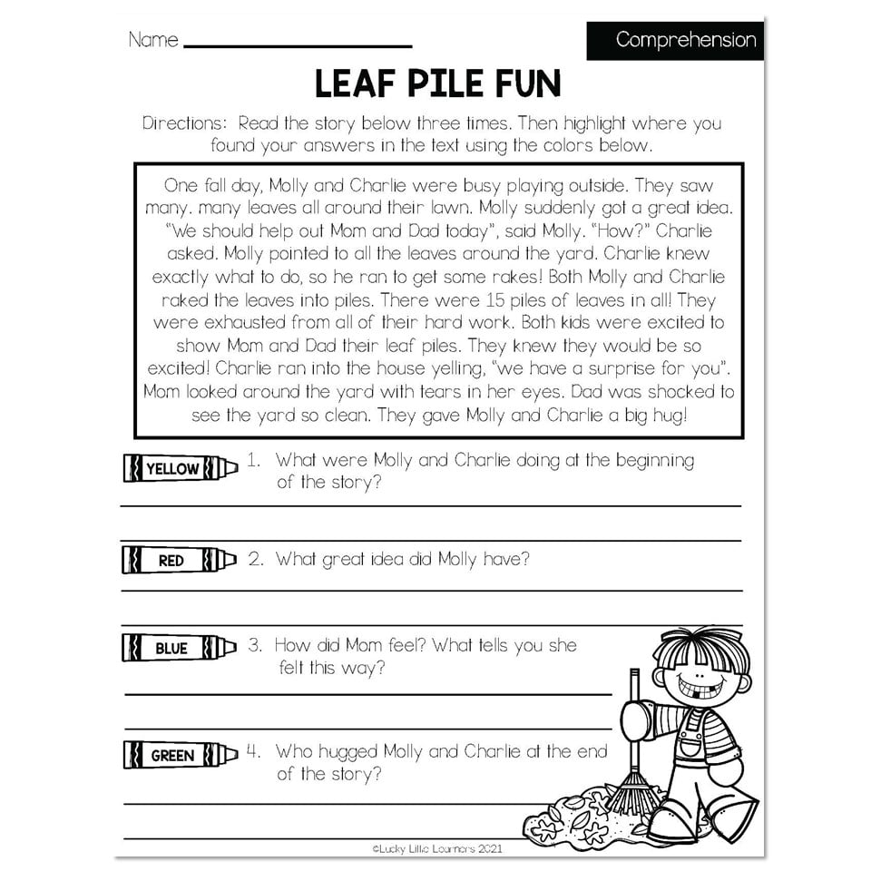 Reading Comprehension 2nd Grade Worksheets