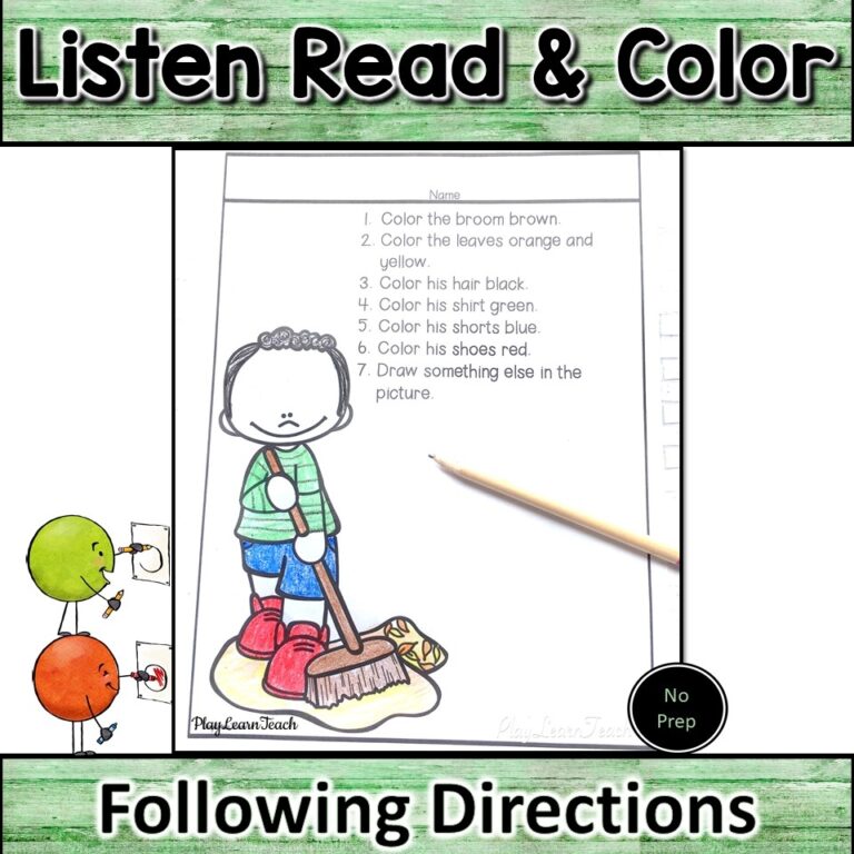 Following Directions Listening And Reading Comprehension