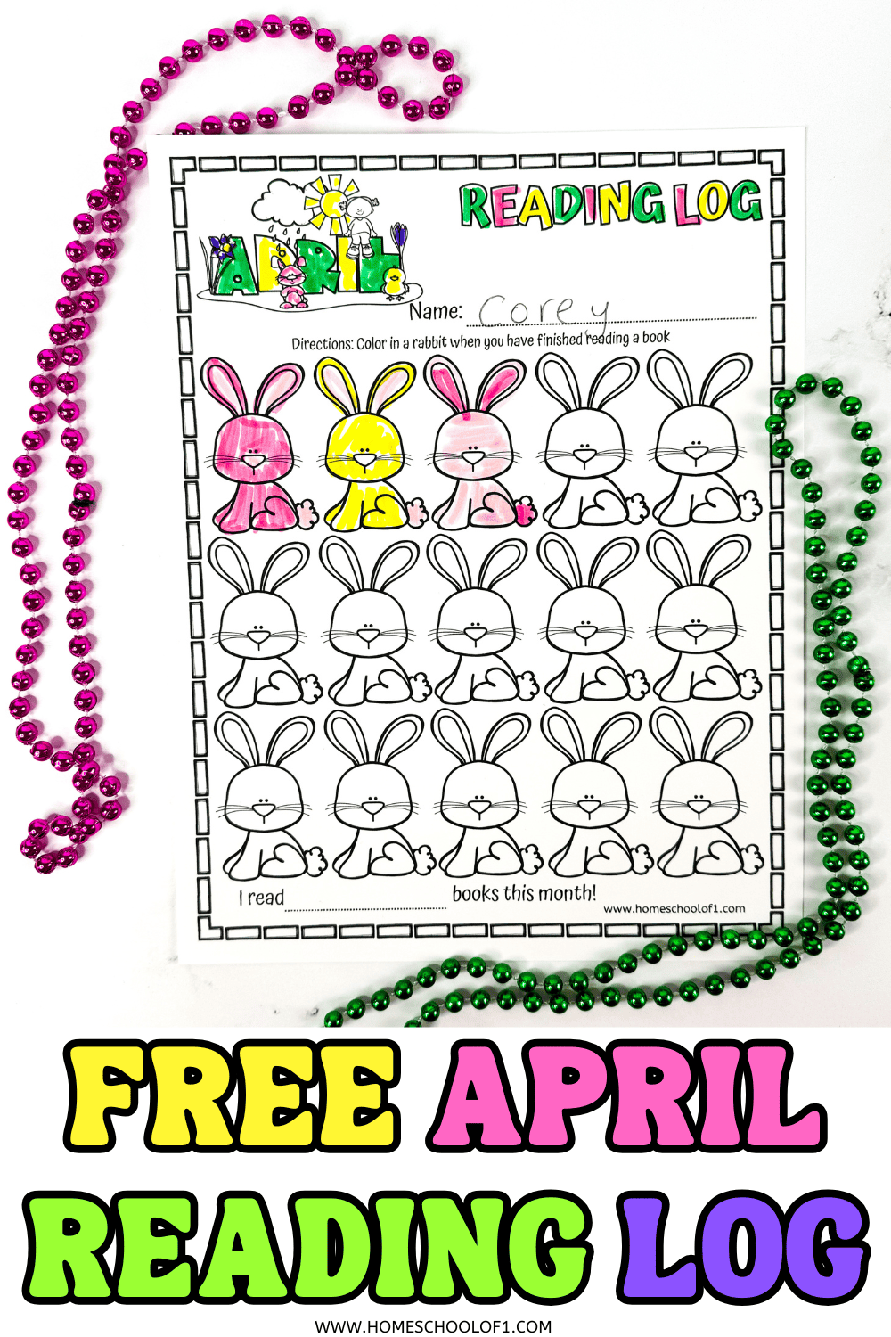 Preschool Reading Log Printable Colorable