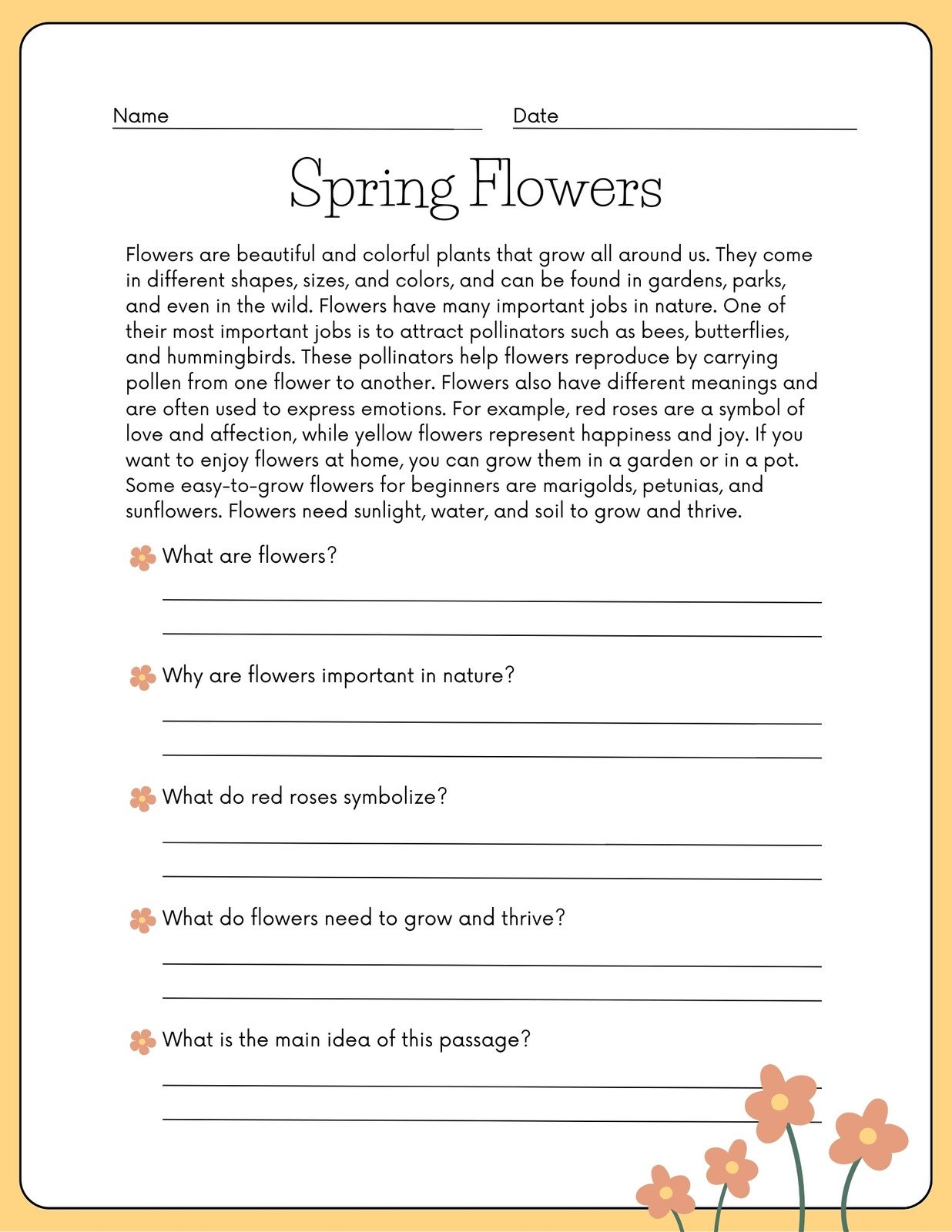 Reading Comprehension Worksheet Generator