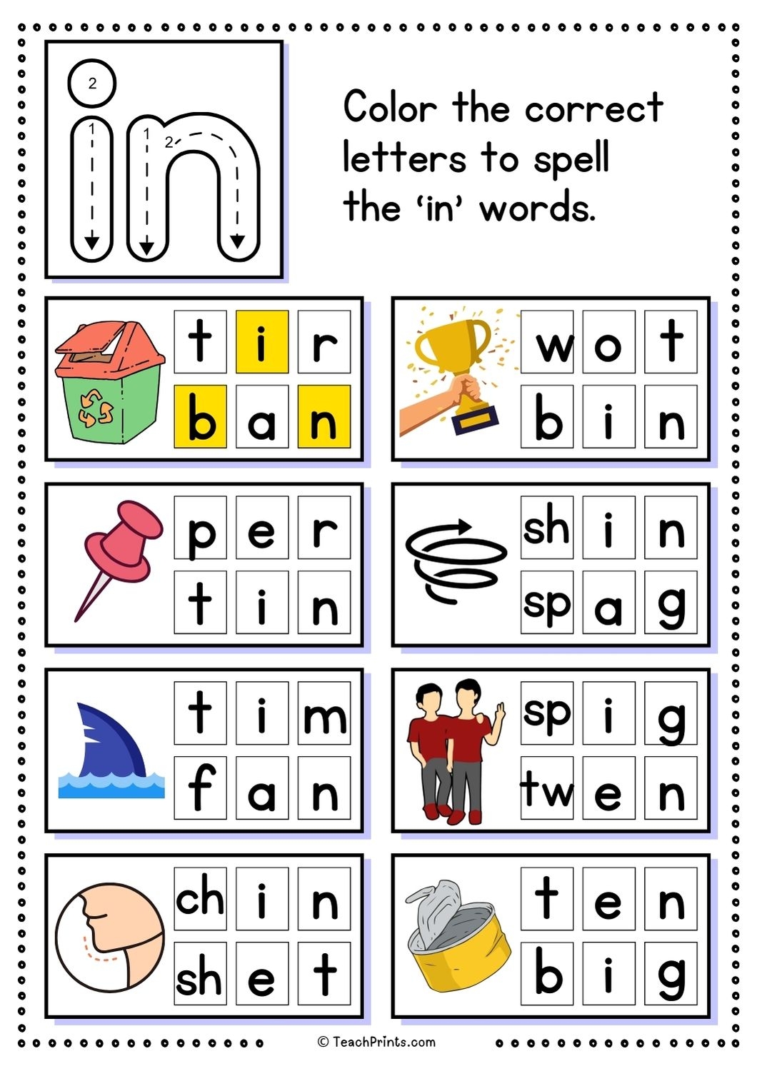 Free in Word Family Worksheets Teach Prints