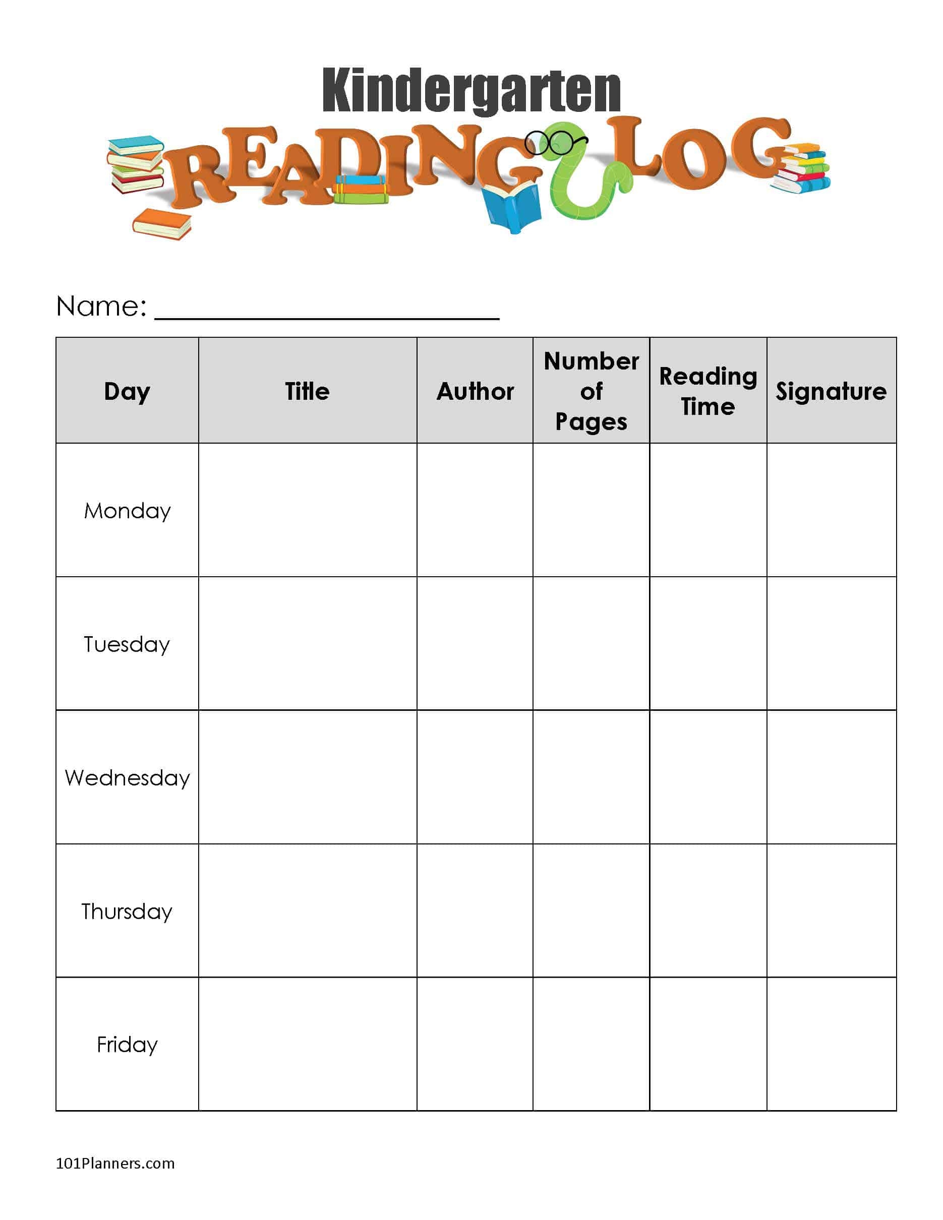 Free Printable Preschool Reading Logs