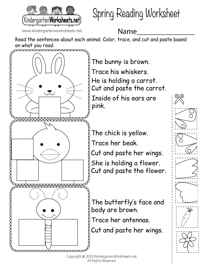 Reading Printable Worksheets For Kindergarten